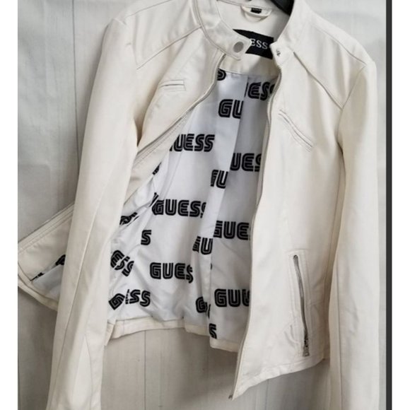 NEW GUESS FAUX LEATHER FRONT ZIP JACKET - Picture 11 of 12